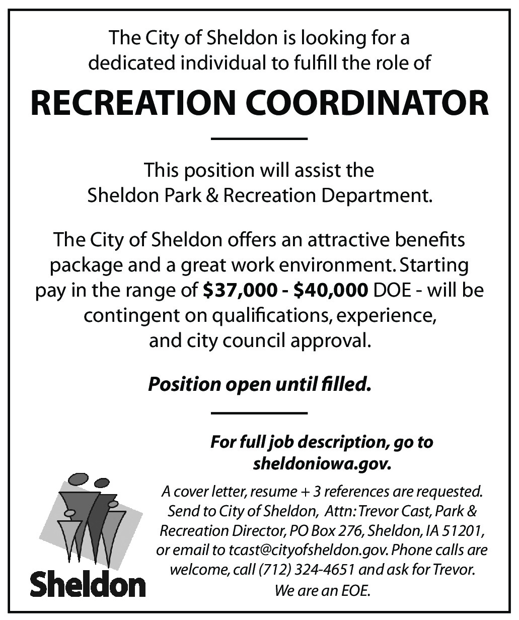 Rec Coordinator Full-Time position opening