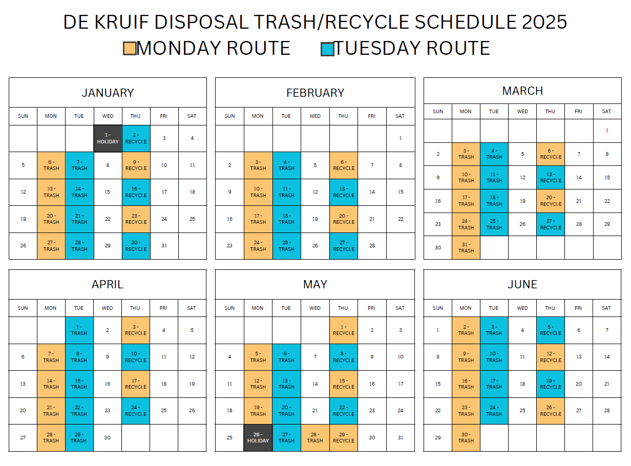 2025 garbage-recycling schedule