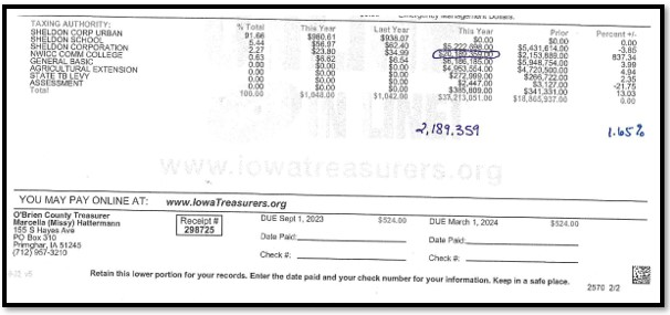 O'Brien County tax notice.